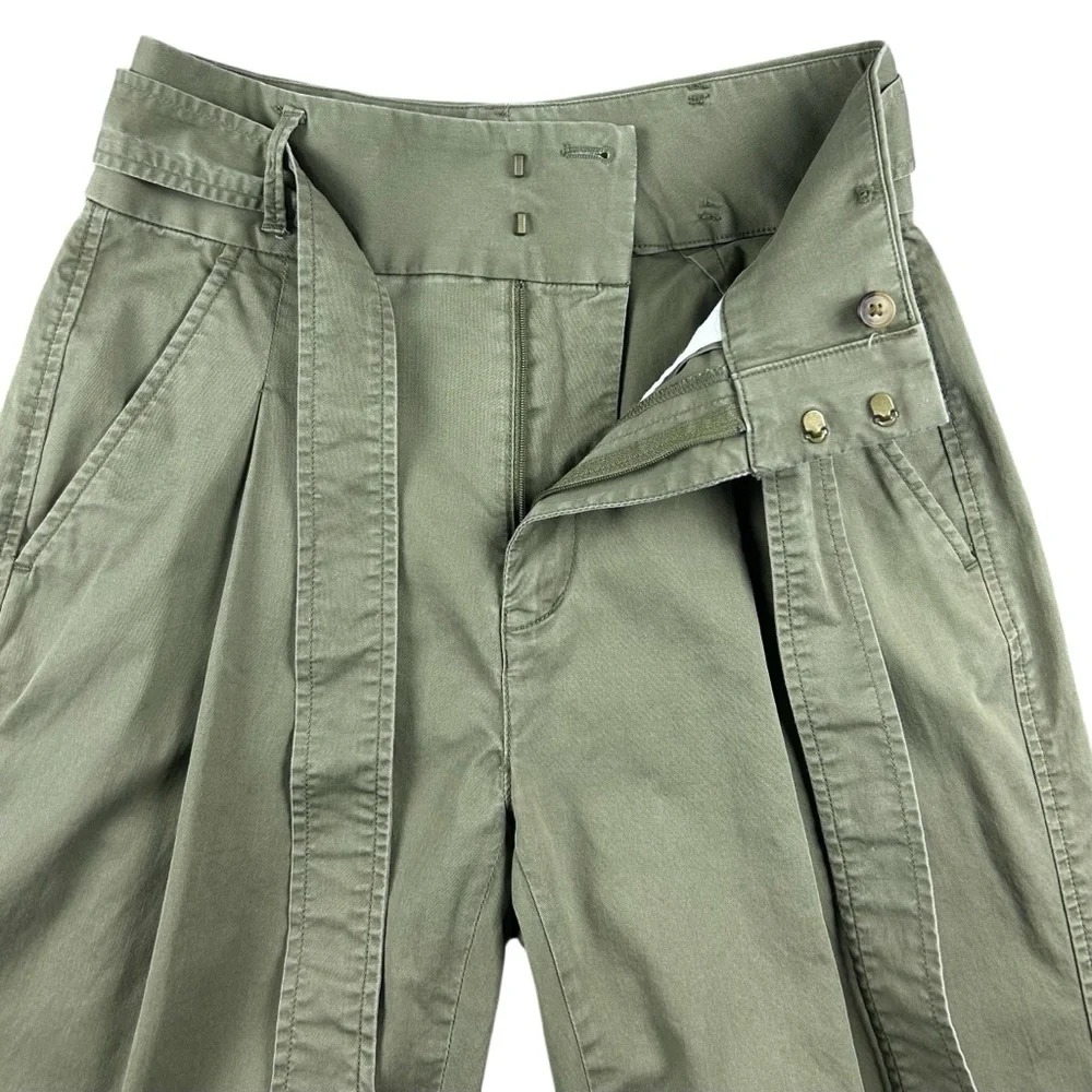 Polo Ralph Lauren Womens Belted Tapered Leg Pleated Pants Size 0 Green Preppy Gr - Picture 8 of 16